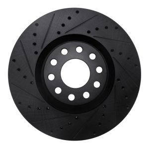 Audi S6 Brake Rotor (1) - Front Left - R1 Concepts - Drilled & Slotted - Black - `99-`04